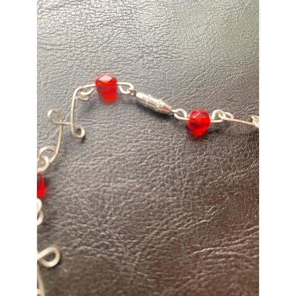 Silver Whimsical Acrylic Glass Red Fashion Necklace - Picture 8 of 8